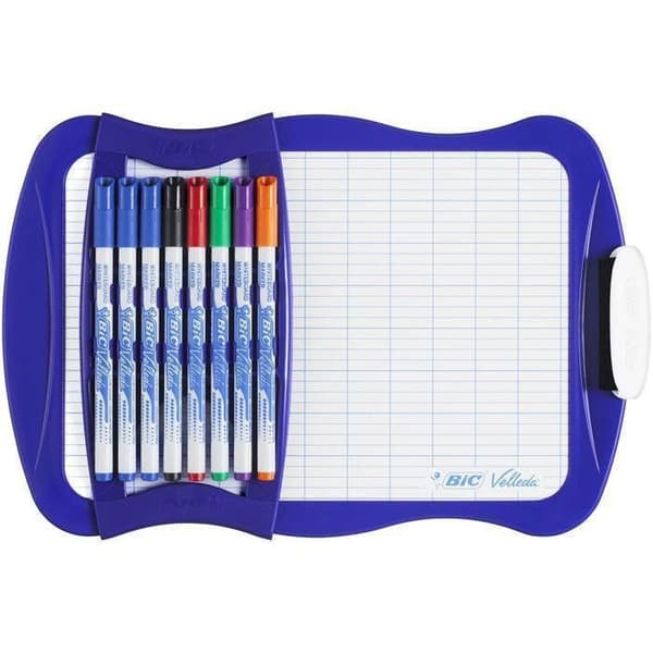 Skolskiffer - BIC - Velleda - Dubbelsidig - 21 x 31 cm - 8 markörer ingår