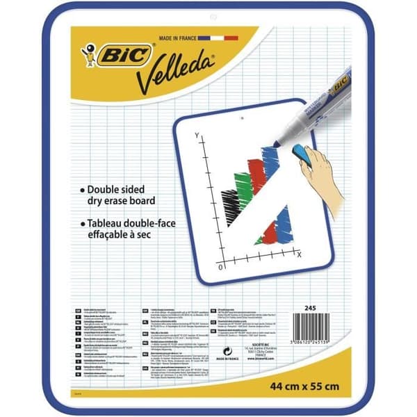 Dry Erase Board - BIC - Velleda - 44x55 cm - Dubbelsidig - Blå