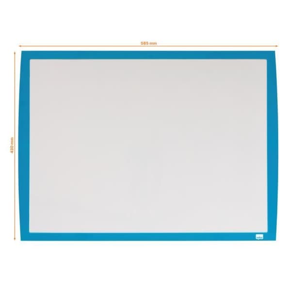 Nobo, liten väggmonterad magnetisk whiteboardtavla med blå ram, matchande tillbehör ingår, 585 x 430 mm