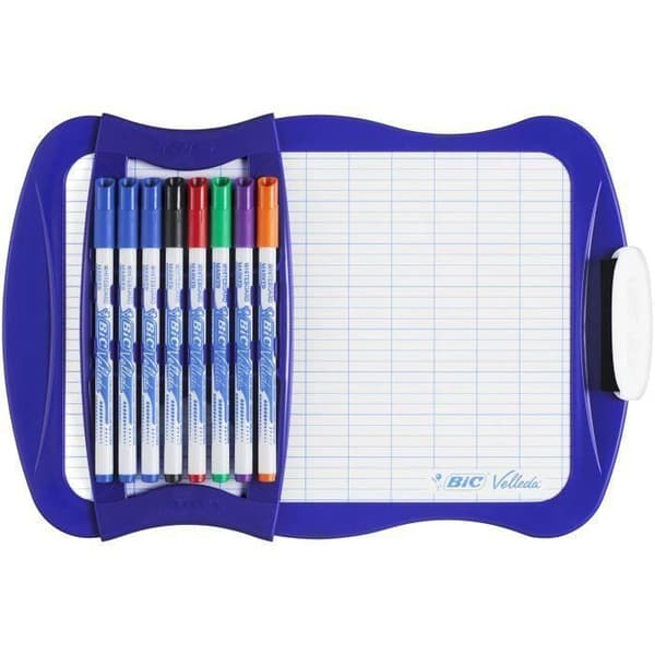 Skolskiffer - BIC - Velleda - Dubbelsidig - 21 x 31 cm - 8 markörer ingår