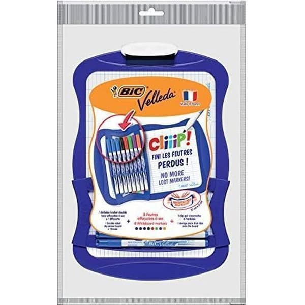 Skolskiffer - BIC - Velleda - Dubbelsidig - 21 x 31 cm - 8 markörer ingår