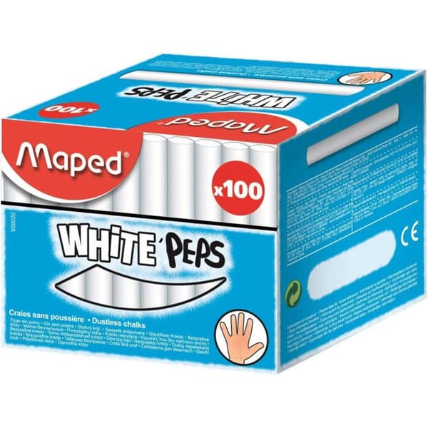 Kritor för tavla - MAPED - WHITE PEPS - 100 stycken - Runda - Ej smutsande - Vit