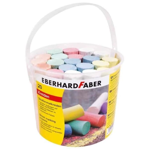 Hink med Sidewalk Chalks - EBERHARD FABER - 20 olika färger - Avtorkningsbar - Blandad - Barn