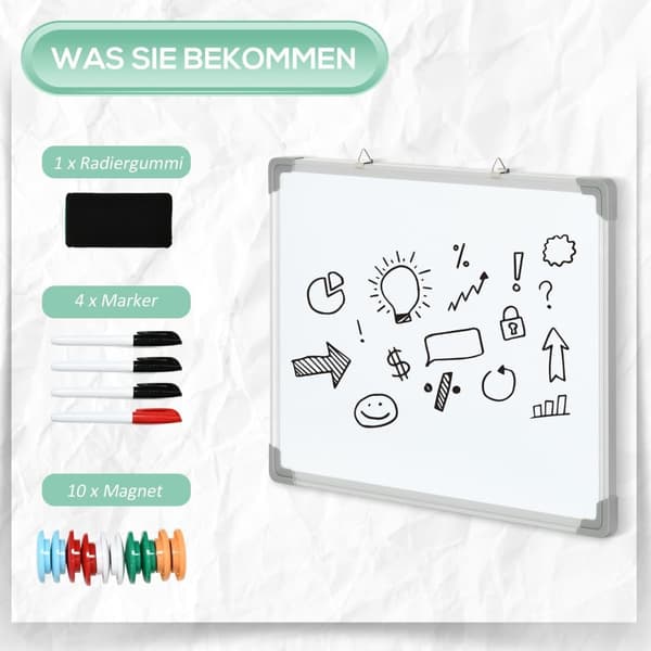 Whiteboard, 60x1.8x45 cm, Hvid