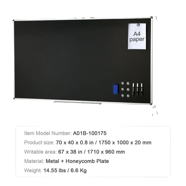 Sort tavle, 70 x 40 tommer, holdbar metal konstruktion,70X40