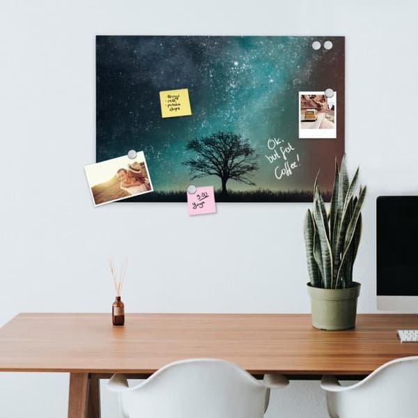 Navaris magnettavla - Memoboard 60 x 40 cm med magneter - Starry night design väggtavla med markör och kit