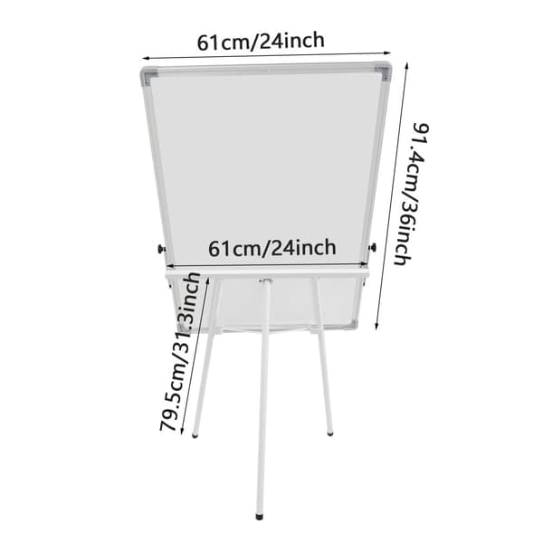 Bærbar magnetisk tavle til tør- og vådskrivning, justerbar tripodstativ, aluminiumslegeringsramme, ridsefrit overflade,61x91.4cm, Hvid
