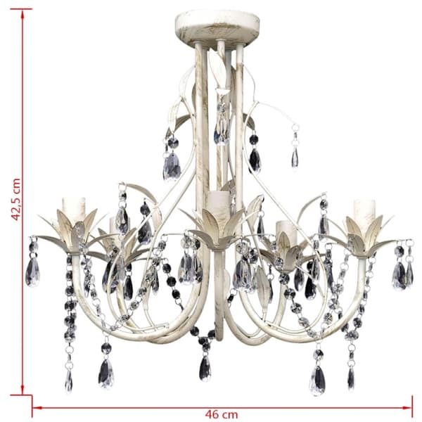vidaXL Kristallkrona Magdalena 5-arm antik vit