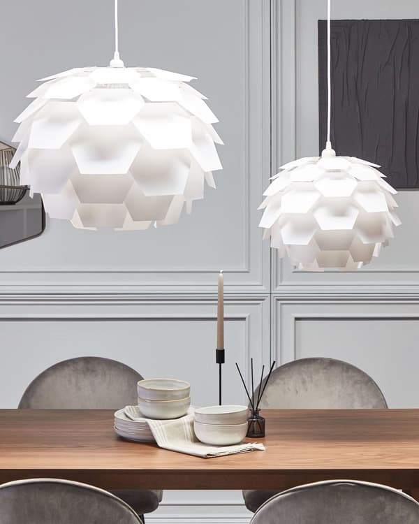 Hängande Lampa Vit Plast Furu Kon Skärm