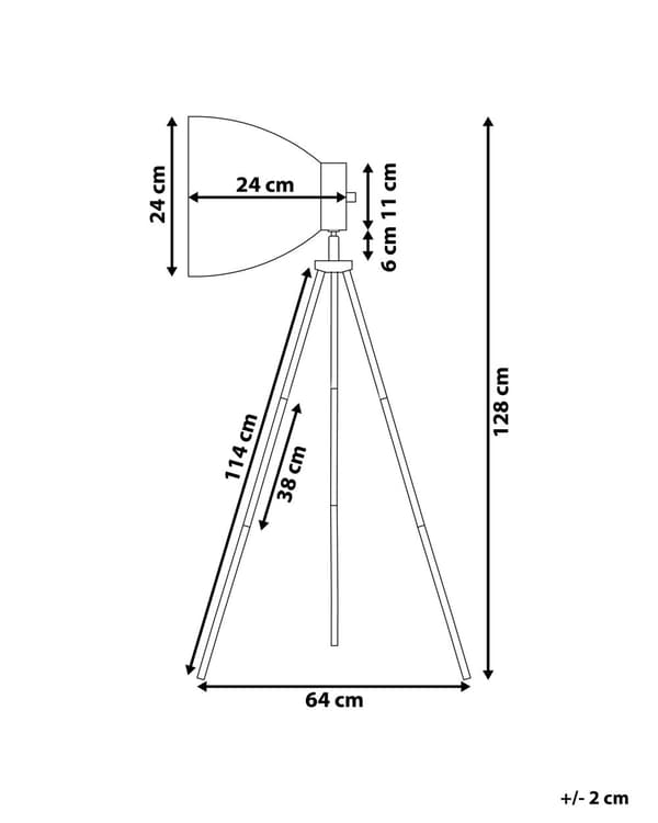 Stående Lampa Svart Metall 128 cm Justerbar Tvåfärgad Lampskärm Högglans Retro Stativ