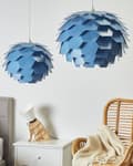 Miniatyrbild 4 av 9: Taklampa Blå Plast Kon Glob Skärm Hängande Lampa