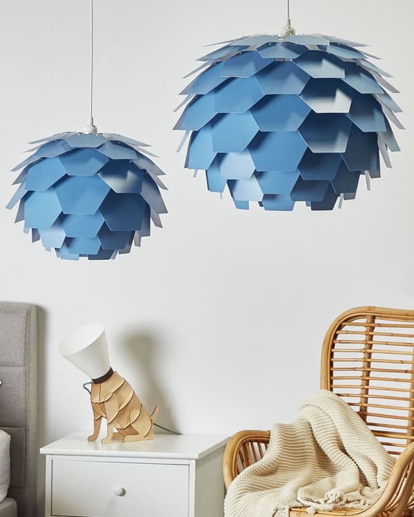 Taklampa Blå Plast Kon Glob Skärm Hängande Lampa