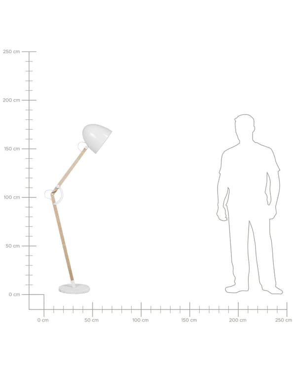 Golvlampa Vit med Ljust Trä Rörlig Ram Metallskärm 175 cm Modern Belysning