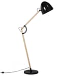 Miniatyrbild 4 av 9: Golvlampa Svart med Ljust Trä Rörlig Ram Metallskärm 175 cm Modern Belysning
