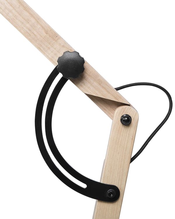 Golvlampa Svart med Ljust Trä Rörlig Ram Metallskärm 175 cm Modern Belysning