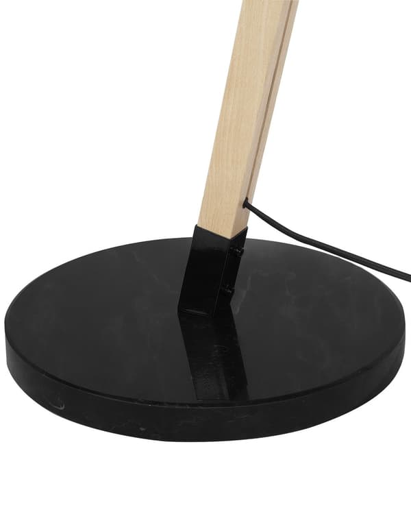 Golvlampa Svart med Ljust Trä Rörlig Ram Metallskärm 175 cm Modern Belysning