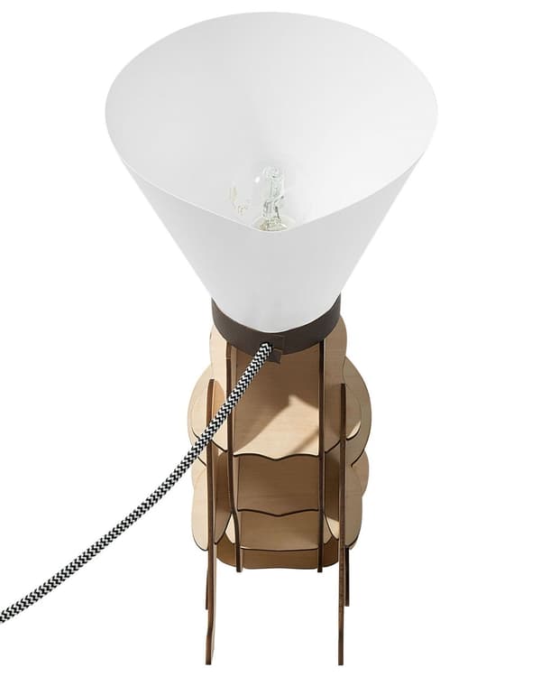 Bordslampa i Vitt Plast Rund Lampskärm Dekorativ Lampa