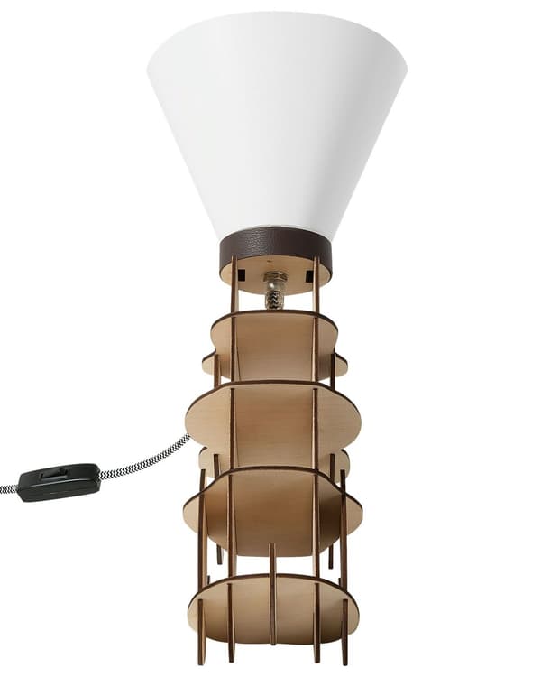 Bordslampa i Vitt Plast Rund Lampskärm Dekorativ Lampa