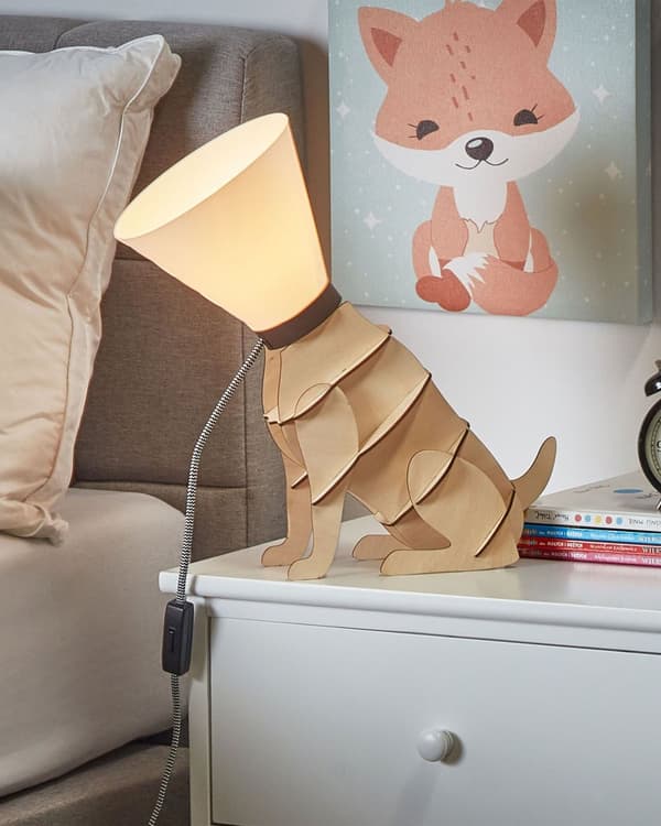 Bordslampa i Vitt Plast Rund Lampskärm Dekorativ Lampa
