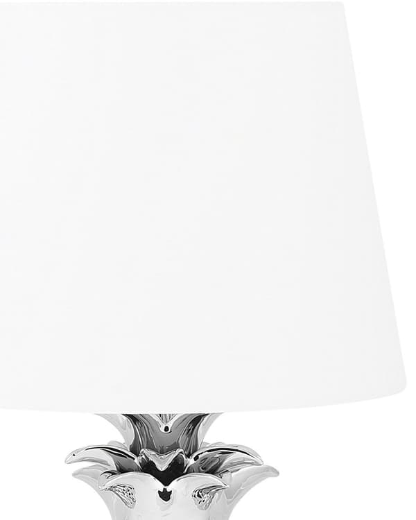 Dekorativ Bordslampa Vit Lampskärm med Silver Lampfot