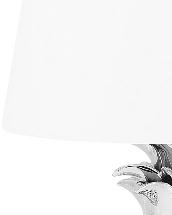 Dekorativ Bordslampa Vit Lampskärm med Silver Lampfot