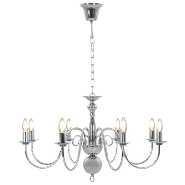 vidaXL Takkrona silver 8 x E14-glödlampor