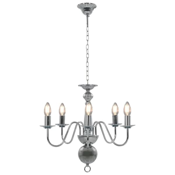 vidaXL Takkrona silver 5 x E14-glödlampor