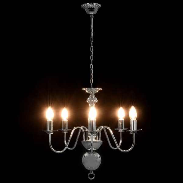 vidaXL Takkrona silver 5 x E14-glödlampor