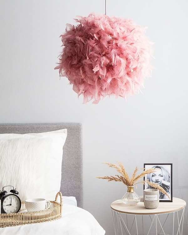 Hängande Taklampa Rosa Konstpäls Boll Form Glob Sfär Shaggy