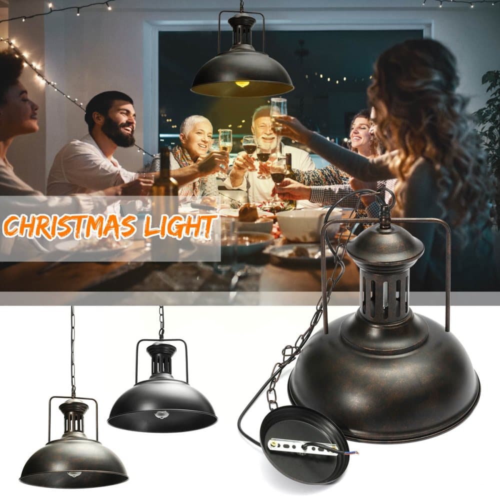 Vintage Industrial Cafe Pendel Taklampa Lampskärm Ljuskrona M