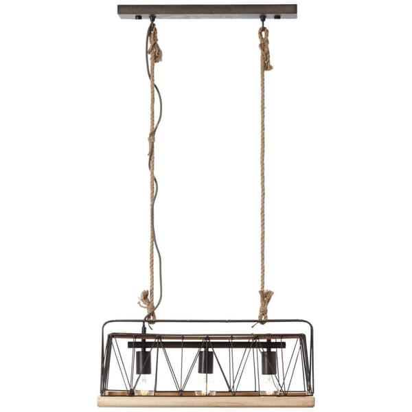 BRILLIANT lampe Narcy pendel 3-flammer brændt stål / træ | 3x A60, E27, 40W, egnet til normale lamper (medfølger ikke) | Skala A ++ til E | Velegnet t