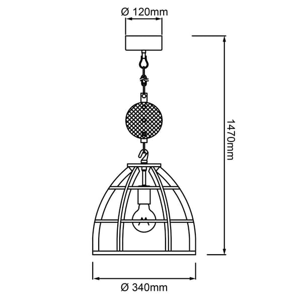 BRILLIANT lampuu Matrix-riippuvalaisin 34cm musta antiikki | 1x G95, E27, 60W, sopii normaaleille lampuille (ei sisälly) | Asteikko A ++ E | Ketjua vo