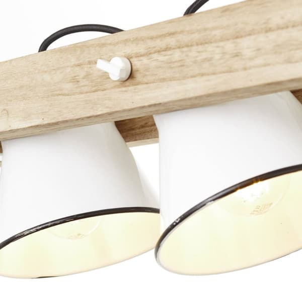 BRILLIANT lampa Plog pendelljus 3-lågor vit / ljust trä | 3x A60, E27, 10W, lämplig för normala lampor (ingår ej) | Skala A ++ till E | Svängbara huvu