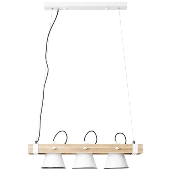 BRILLIANT lampa Plog pendelljus 3-lågor vit / ljust trä | 3x A60, E27, 10W, lämplig för normala lampor (ingår ej) | Skala A ++ till E | Svängbara huvu