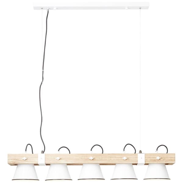 BRILLIANT lampa Plog pendelljus 5-lågor vit / ljust trä | 5x A60, E27, 10W, lämplig för normala lampor (ingår ej) | Skala A ++ till E | Svängbara huvu