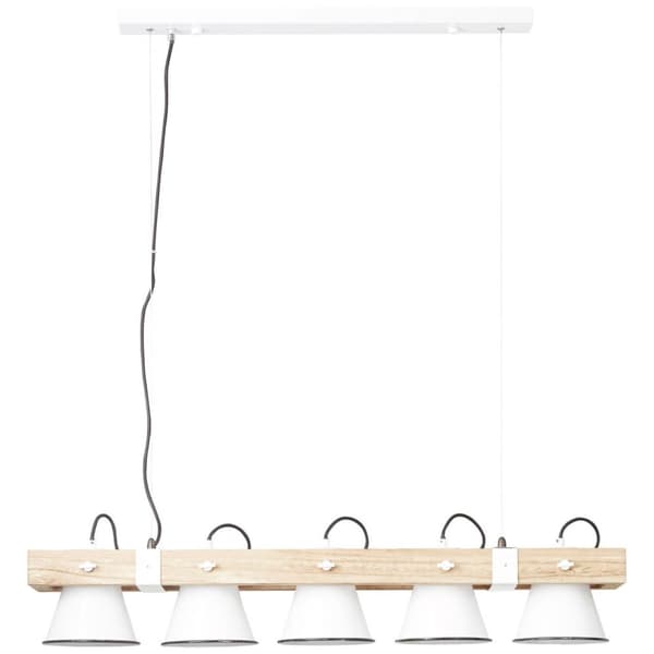 BRILLIANT lampa Plog pendelljus 5-lågor vit / ljust trä | 5x A60, E27, 10W, lämplig för normala lampor (ingår ej) | Skala A ++ till E | Svängbara huvu