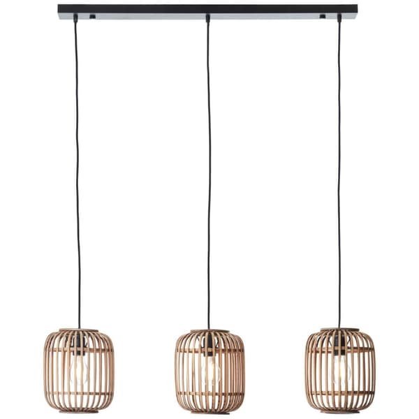 BRILLIANT lampa Woodrow pendelljus 3-lågor ljusbrun | 3x A60, E27, 60W, lämplig för normala lampor (ingår ej) | Skala A ++ till E | Kabeln kan förkort