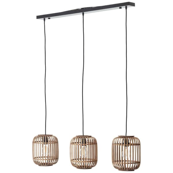BRILLIANT lampa Woodrow pendelljus 3-lågor ljusbrun | 3x A60, E27, 60W, lämplig för normala lampor (ingår ej) | Skala A ++ till E | Kabeln kan förkort