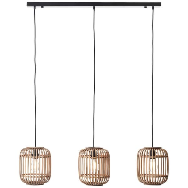 BRILLIANT lampa Woodrow pendelljus 3-lågor ljusbrun | 3x A60, E27, 60W, lämplig för normala lampor (ingår ej) | Skala A ++ till E | Kabeln kan förkort
