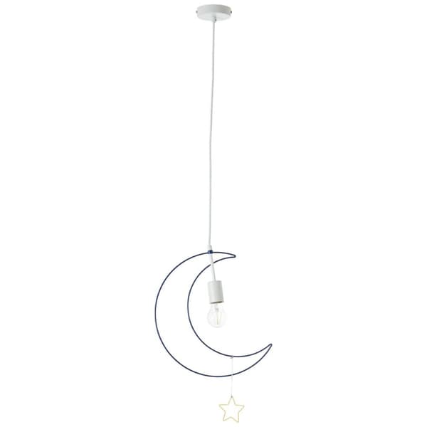 BRILLIANT lampa Ezra pendelljus 31 cm ljusblå / vit | 1x A60, E27, 60W, lämplig för normala lampor (ingår ej) | Skala A ++ till E | Kabeln kan förkort