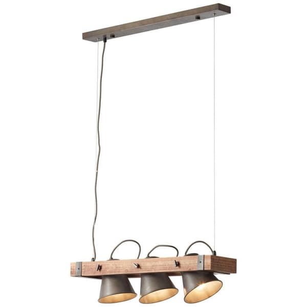 BRILLIANT lampa Plog pendelljus 3-lågor svart stål / trä | 3x A60, E27, 10W, lämplig för normala lampor (ingår ej) | Skala A ++ till E | Svängbara huv