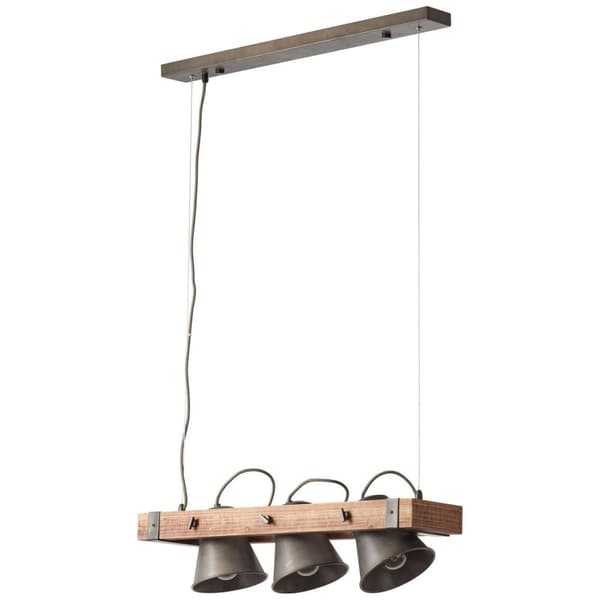BRILLIANT lampa Plog pendelljus 3-lågor svart stål / trä | 3x A60, E27, 10W, lämplig för normala lampor (ingår ej) | Skala A ++ till E | Svängbara huv