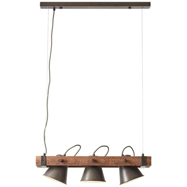 BRILLIANT lampa Plog pendelljus 3-lågor svart stål / trä | 3x A60, E27, 10W, lämplig för normala lampor (ingår ej) | Skala A ++ till E | Svängbara huv