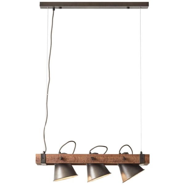 BRILLIANT lampa Plog pendelljus 3-lågor svart stål / trä | 3x A60, E27, 10W, lämplig för normala lampor (ingår ej) | Skala A ++ till E | Svängbara huv