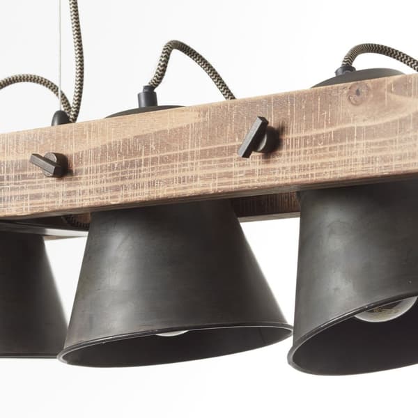 BRILLIANT lampa Plog pendelljus 3-lågor svart stål / trä | 3x A60, E27, 10W, lämplig för normala lampor (ingår ej) | Skala A ++ till E | Svängbara huv