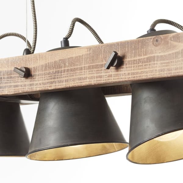 BRILLIANT lampa Plog pendelljus 3-lågor svart stål / trä | 3x A60, E27, 10W, lämplig för normala lampor (ingår ej) | Skala A ++ till E | Svängbara huv