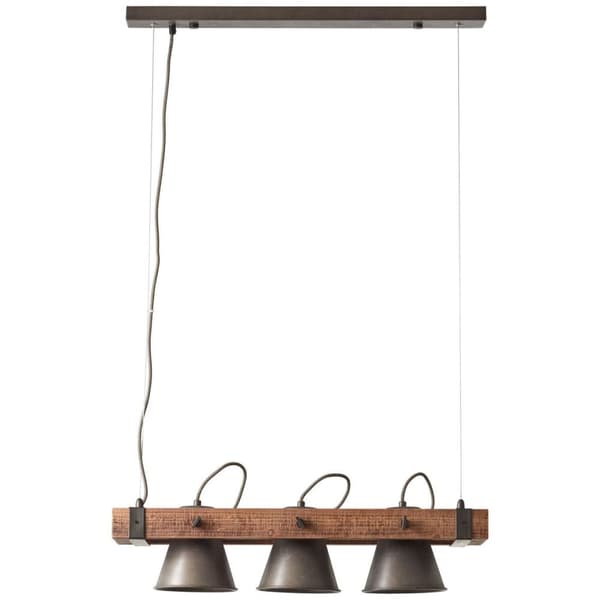 BRILLIANT lampa Plog pendelljus 3-lågor svart stål / trä | 3x A60, E27, 10W, lämplig för normala lampor (ingår ej) | Skala A ++ till E | Svängbara huv
