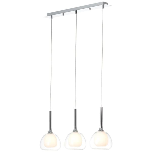 BRILLIANT lampa Hadan pendelljus 3-flammar krom / vittransparent | 3x D45, E14, 40W, lämplig för dropplampor (ingår ej) | Skala A ++ till E | Justerba