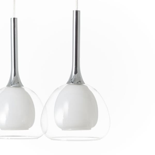 BRILLIANT lampa Hadan pendelljus 3-flammar krom / vittransparent | 3x D45, E14, 40W, lämplig för dropplampor (ingår ej) | Skala A ++ till E | Justerba