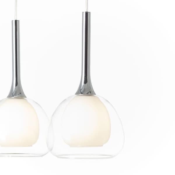 BRILLIANT lampa Hadan pendelljus 3-flammar krom / vittransparent | 3x D45, E14, 40W, lämplig för dropplampor (ingår ej) | Skala A ++ till E | Justerba